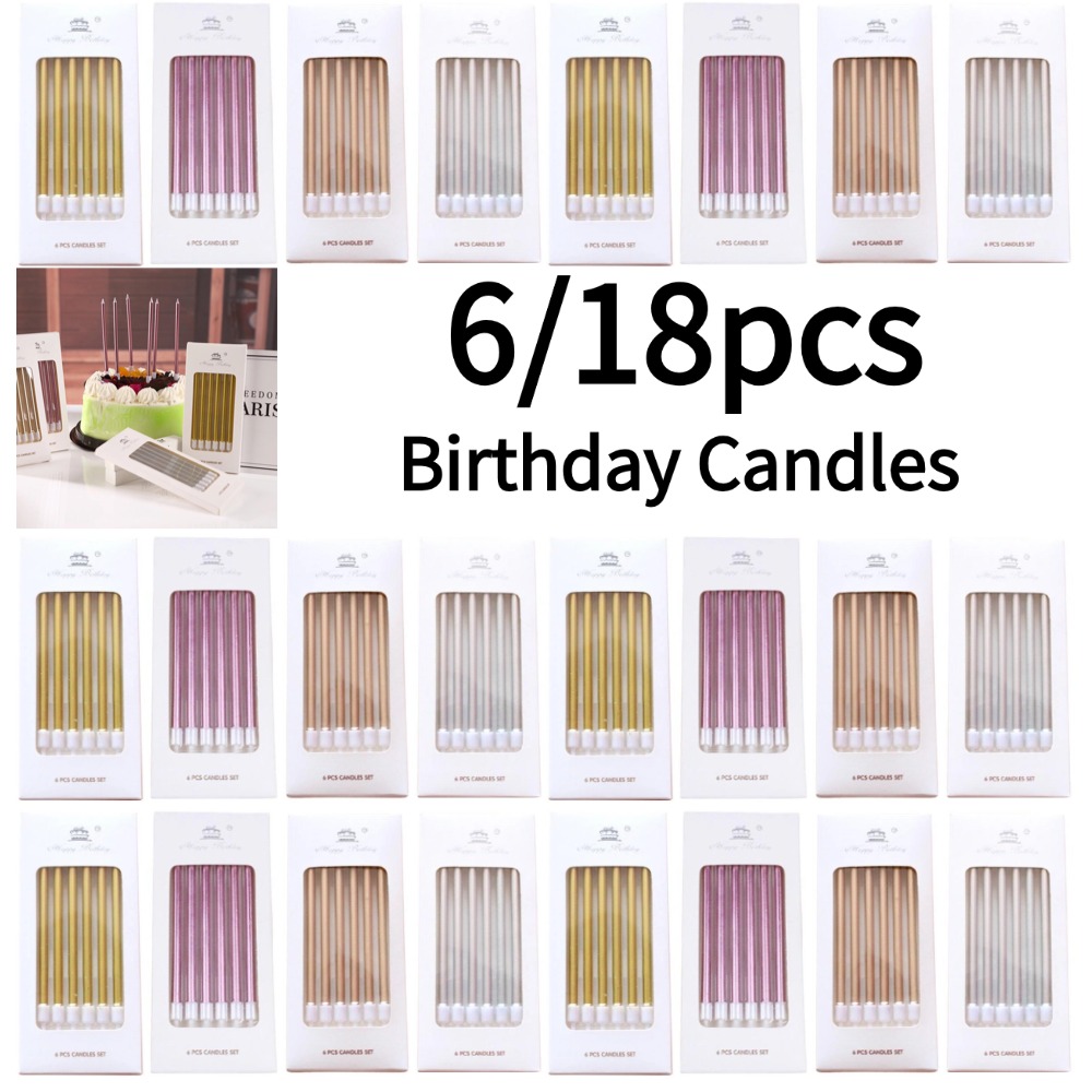 Candle Supplies In - 6/18pcs Metal Gold Silver Birthday Candles
