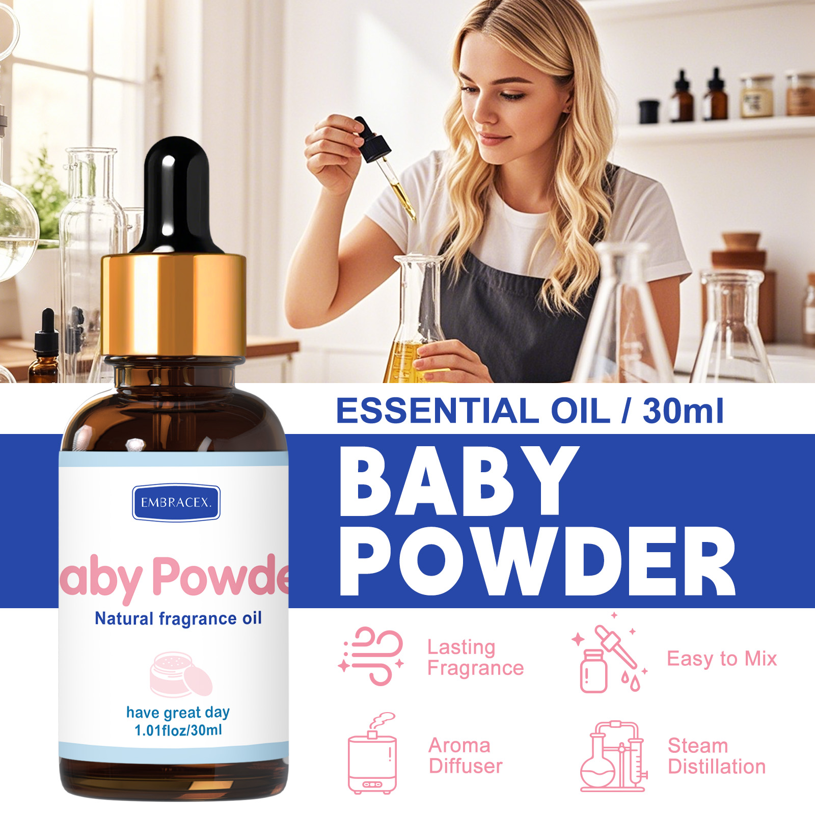 30ml Baby Powder Essential Oil - огляд і ціна Candle Making Supplies Fragrance Oils