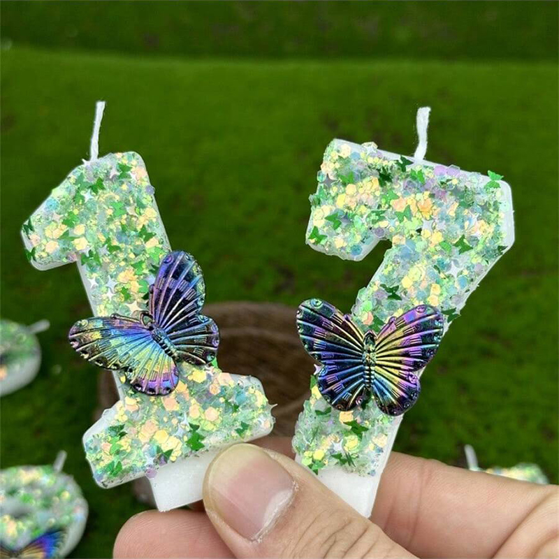 1Pc Green Sequins Number 0-9 B - огляд і ціна Candle Supplies In